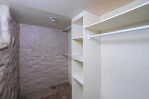Walk in closet featuring carpet flooring