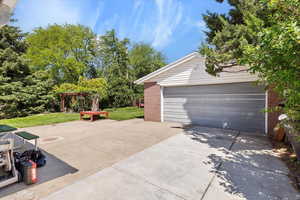 View of detached 2-car garage