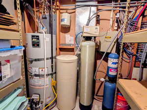 Utility room with strapped water heater