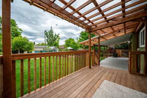 Wooden deck with a pergola