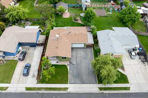 Aerial perspective of suburban area