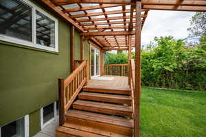 Wooden deck with a lawn