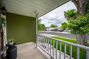 Porch featuring a residential view