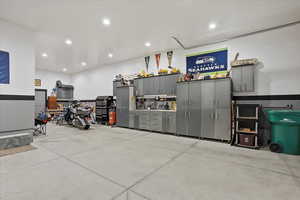 Garage with recessed lighting
