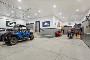 Garage with recessed lighting