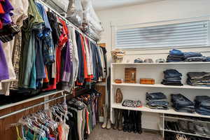 Walk in closet featuring carpet