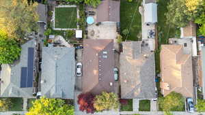 Aerial perspective of suburban area