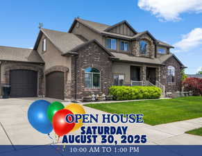 View of front of property featuring an attached garage, covered porch, stucco siding, driveway, and a front yard