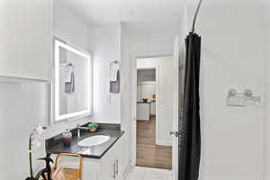 Bathroom featuring vanity