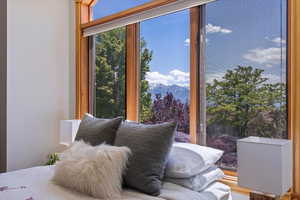 Sitting room featuring a mountain view