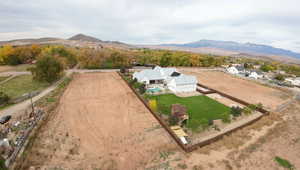 View from above of property with mountains