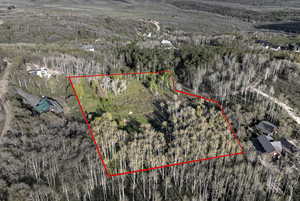 Overview of rural landscape with property parcel outlined