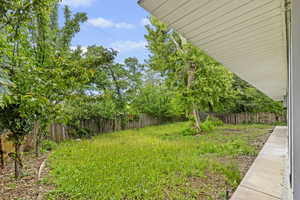 View of fenced backyard
