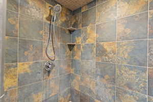 Bathroom view of tiled shower