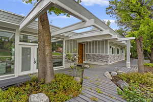 View of wooden deck