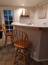 Dining area with recessed lighting