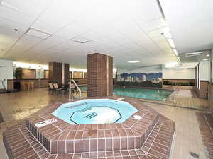 Indoor pool with an in-ground hot tub