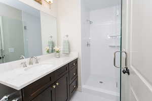 Walk in shower with euro glass door