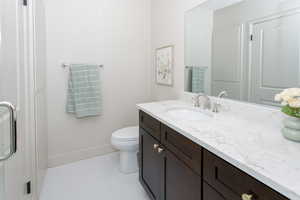 All new master bathroom with custom floors