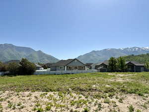 View of mountain background and lot