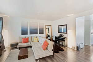 Living room with wood finished floors