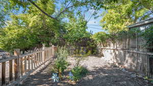 View of fenced backyard