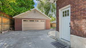 View of detached garage