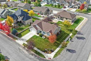 Aerial perspective of suburban area