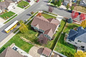 Aerial perspective of suburban area
