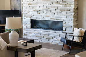 Living room featuring wood finished floors