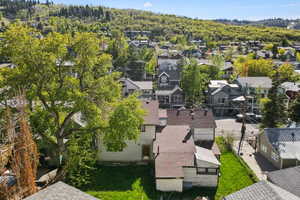 Aerial perspective of suburban area