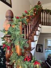 Stairway featuring ornamental molding