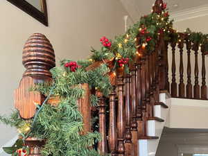 Stairway featuring ornamental molding