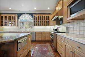 Kitchen featuring stainless steel appliances and a warming drawer