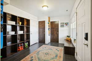 Entryway with wood finish floors