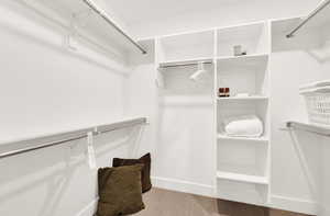 Walk in closet featuring carpet