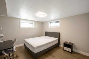 Bedroom #4 in basement. Every bedroom has blackout shades on the windows.