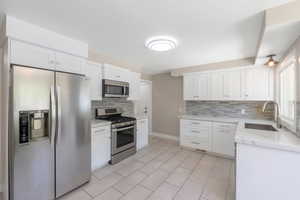 Quartz counter tops, hard wood flooring, new cabinets and backsplash.