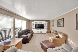 Spacious living room with beautiful picture windows.
