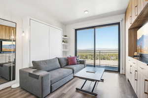 Living area featuring wood finished floors