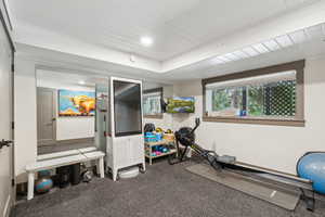 2nd bedroom on lower level currently being utilized as a fitness room.