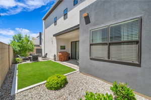 View of yard with a patio and a fire pit
