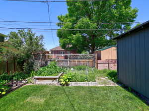 View of yard featuring a full garden