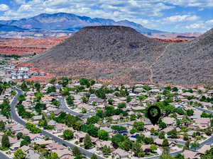 Drone / aerial view of a mountainous background