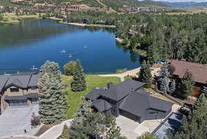 Bird's eye view of a water and mountain view