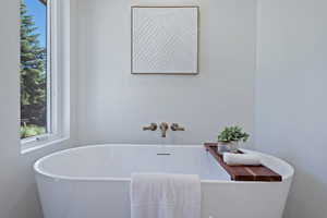 Bathroom featuring a freestanding tub