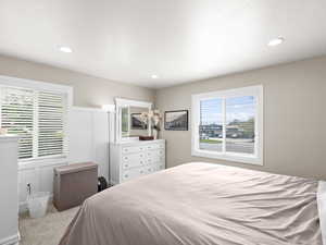 Bedroom featuring carpet and recessed lighting
