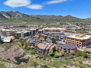 Drone / aerial view of a mountain backdrop
