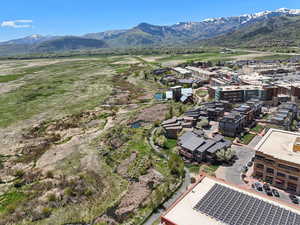 Aerial view of a mountain backdrop