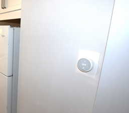 Detailed view of freestanding refrigerator
